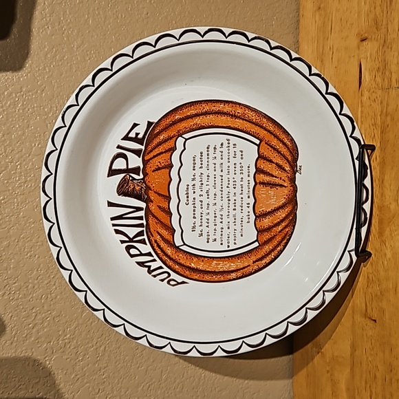 Vintage Other - Dee Pumpkin Pie Plate Ceramic Dish Thanksgiving Recipe 10" Dish Vintage